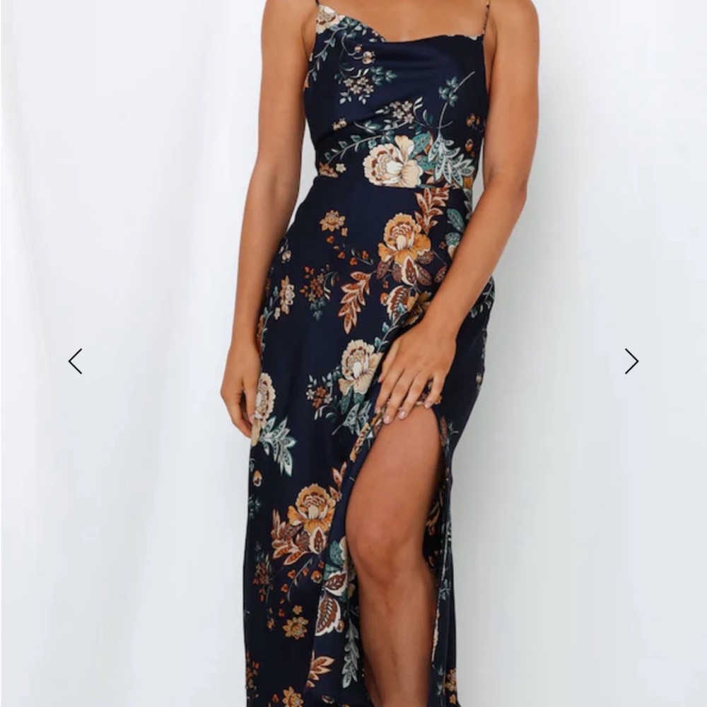 Petal & Pup One Shoulder Floral Dress in Navy
